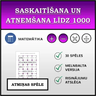 Atmiņas spēle: Saskaitīšana un atņemšana līdz 1000