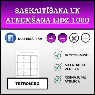 Tetromino: Saskaitīšana un atņemšana līdz 1000