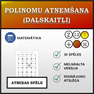 Atmiņas spēle: Polinomu atņemšana (daļskaitļi)