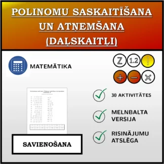 Savienošanas uzdevums: Polinomu saskaitīšana un atņemšana (daļskaitļi)