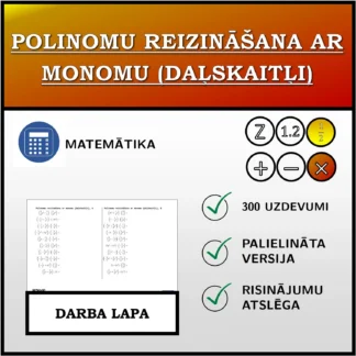 Darba lapa: Polinomu reizināšana ar monomu (daļskaitļi)