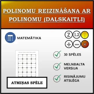 Atmiņas spēle: Polinomu reizināšana ar polinomu (daļskaitļi)