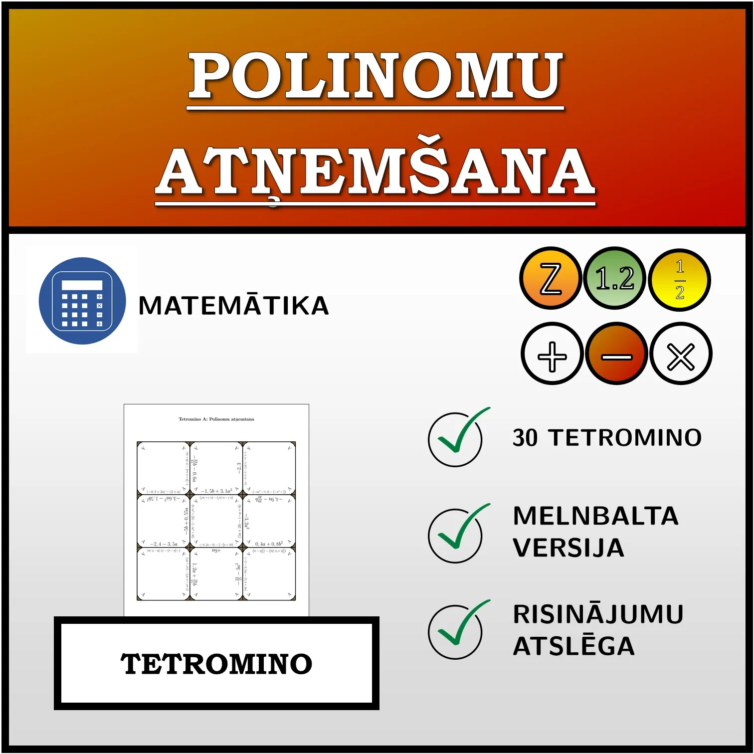 Tetromino: Polinomu atņemšana