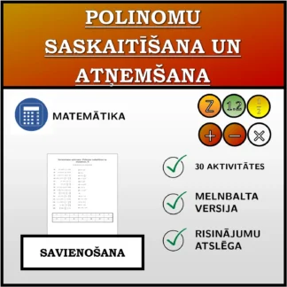 Savienošanas uzdevums: Polinomu saskaitīšana un atņemšana