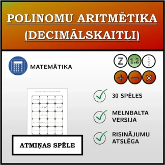 Atmiņas spēle: Polinomu aritmētika (decimālskaitļi)
