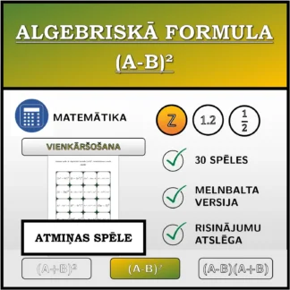 Atmiņas spēle: Algebriskā formula (A-B)², vienkāršošana (veselie skaitļi)