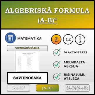 Savienošanas uzdevums: Algebriskā formula (A-B)², vienkāršošana (veselie skaitļi)