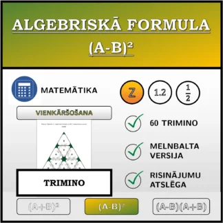 Trimino: Algebriskā formula (A-B)², vienkāršošana (veselie skaitļi)