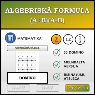 Domino: Algebriskā formula (A+B)(A-B), vienkāršošana (veselie skaitļi)