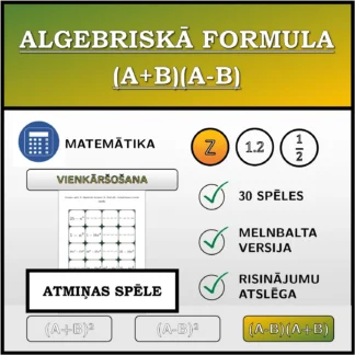 Atmiņas spēle: Algebriskā formula (A+B)(A-B), vienkāršošana (veselie skaitļi)