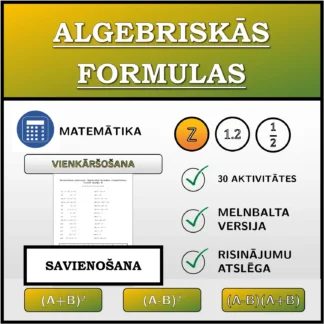 Savienošanas uzdevums: Algebriskās formulas, vienkāršošana (veselie skaitļi)