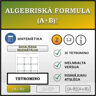 Tetromino: Algebriskā formula (A+B)², sadalīšana reizinātājos (veselie skaitļi)
