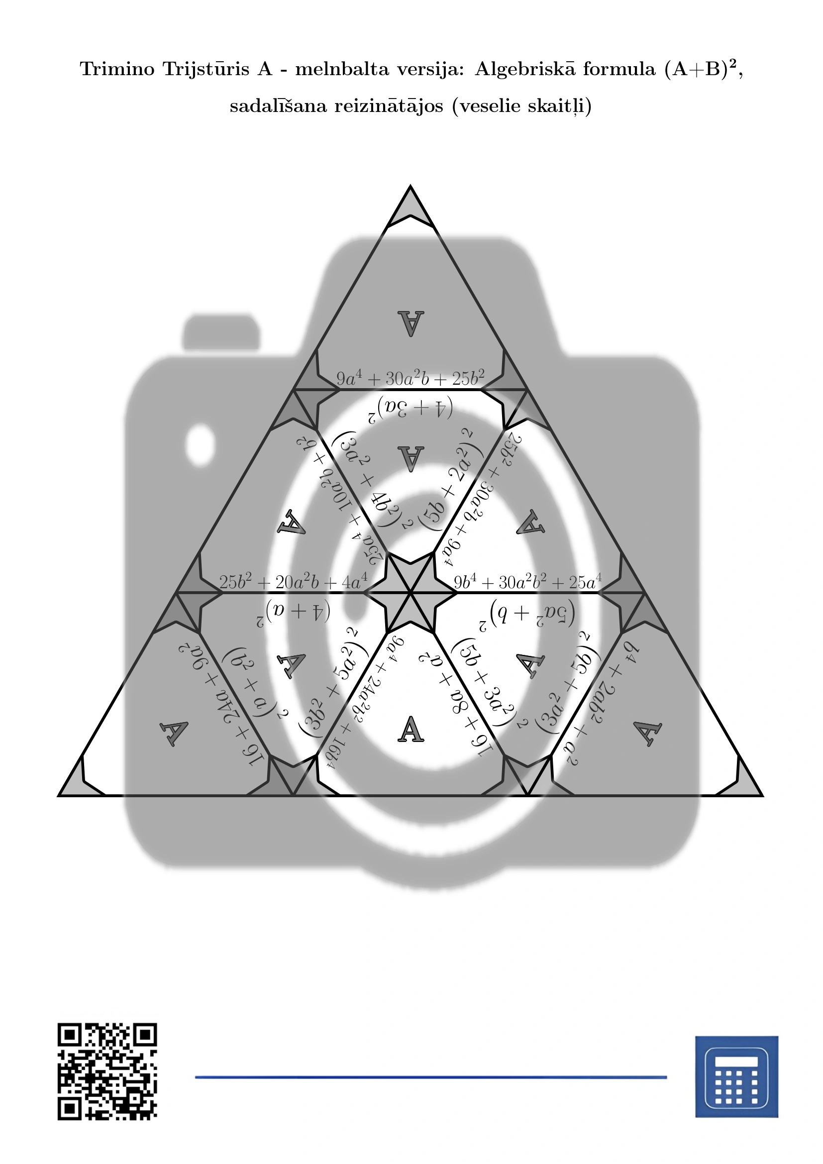 Trimino: Algebriskā formula (A+B)², sadalīšana reizinātājos (veselie skaitļi) - Image 3
