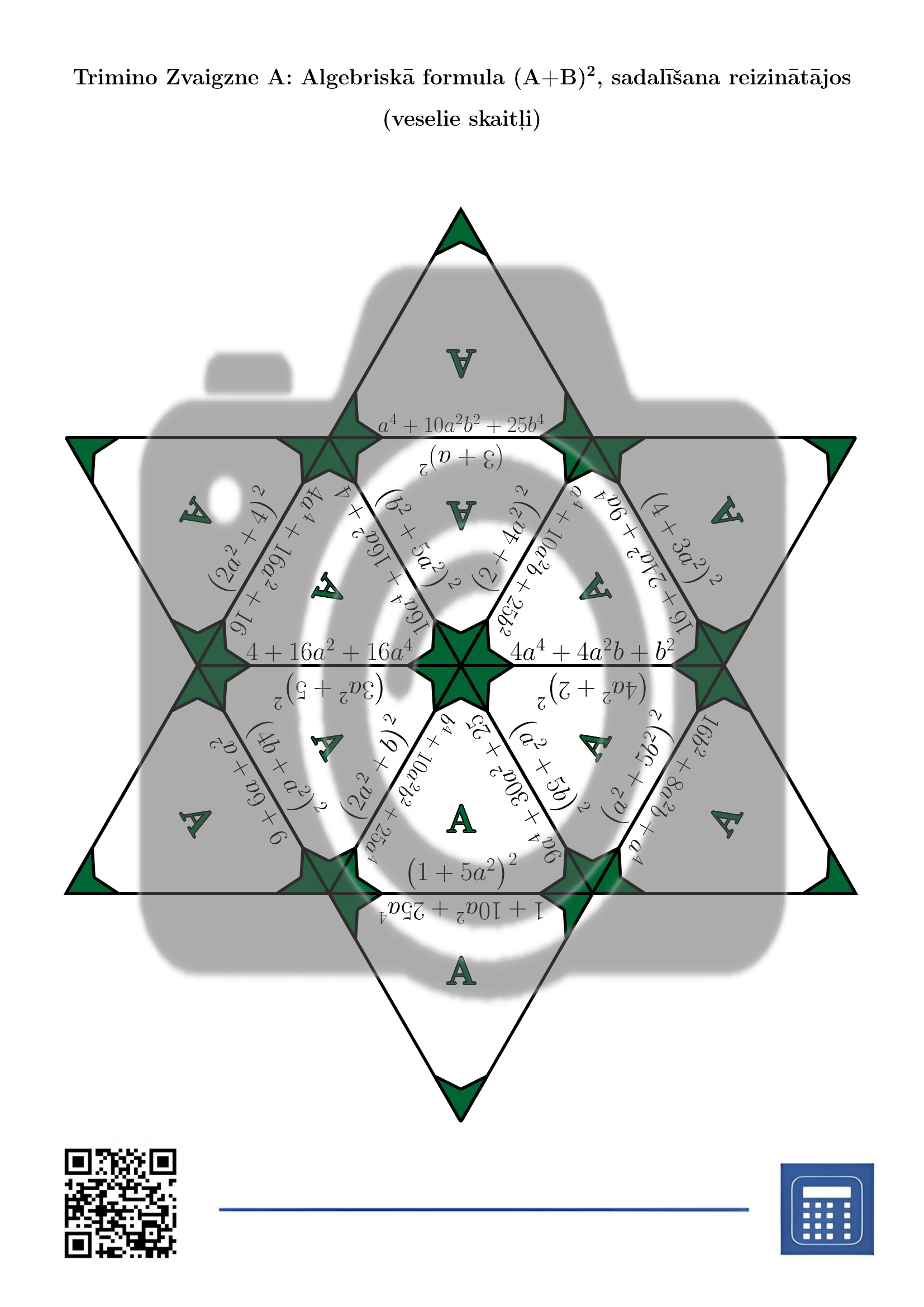 Trimino: Algebriskā formula (A+B)², sadalīšana reizinātājos (veselie skaitļi) - Image 4