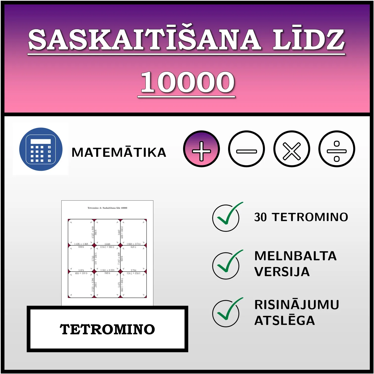Tetromino: Saskaitīšana līdz 10000