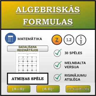 Atmiņas spēle: Algebriskās formulas, sadalīšana reizinātājos (veselie skaitļi)