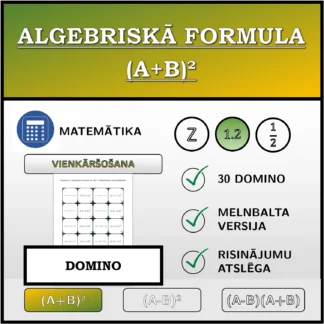 Domino: Algebriskā formula (A+B)², vienkāršošana (decimālskaitļi)
