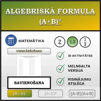Savienošanas uzdevums: Algebriskā formula (A+B)², vienkāršošana (decimālskaitļi)