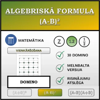 Domino: Algebriskā formula (A-B)², vienkāršošana (decimālskaitļi)