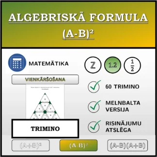 Trimino: Algebriskā formula (A-B)², vienkāršošana (decimālskaitļi)