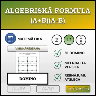 Domino: Algebriskā formula (A+B)(A-B), vienkāršošana (decimālskaitļi)