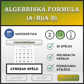 Atmiņas spēle: Algebriskā formula (A+B)(A-B), vienkāršošana (decimālskaitļi)