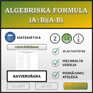 Savienošanas uzdevums: Algebriskā formula (A+B)(A-B), vienkāršošana (decimālskaitļi)