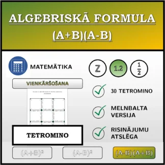 Tetromino: Algebriskā formula (A+B)(A-B), vienkāršošana (decimālskaitļi)