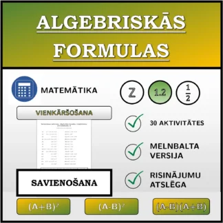 Savienošanas uzdevums: Algebriskās formulas, vienkāršošana (decimālskaitļi)