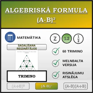 Trimino: Algebriskā formula (A-B)², sadalīšana reizinātājos (decimālskaitļi)