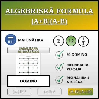 Domino: Algebriskā formula (A+B)(A-B), sadalīšana reizinātājos (decimālskaitļi)