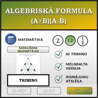 Trimino: Algebriskā formula (A+B)(A-B), sadalīšana reizinātājos (decimālskaitļi)
