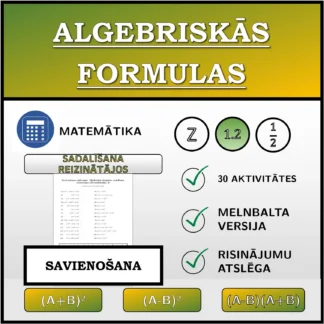 Savienošanas uzdevums: Algebriskās formulas, sadalīšana reizinātājos (decimālskaitļi)