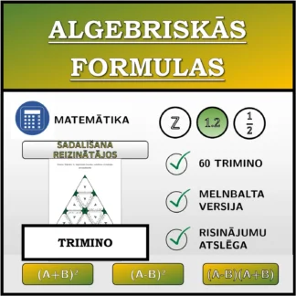 Trimino: Algebriskās formulas, sadalīšana reizinātājos (decimālskaitļi)