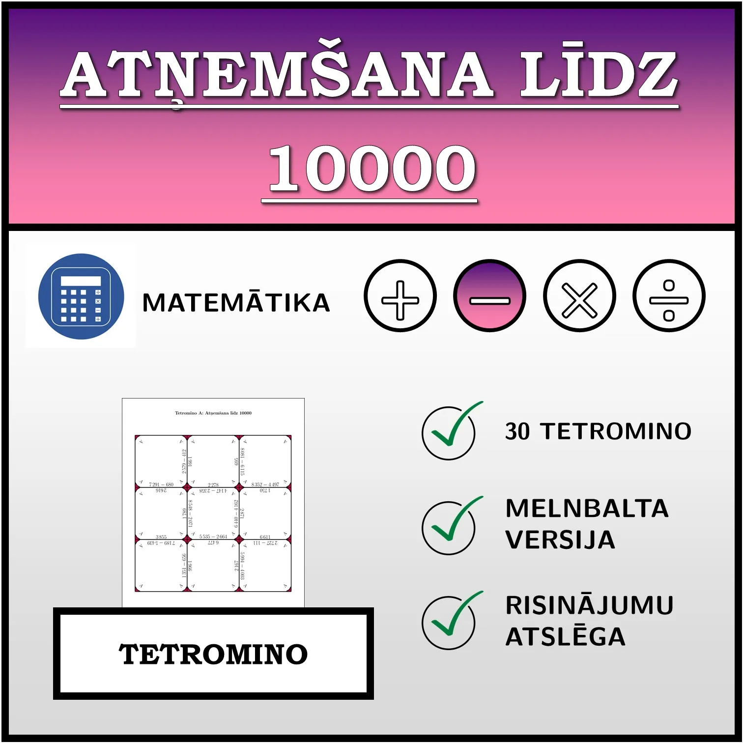 Tetromino: Atņemšana līdz 10000