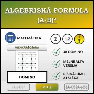 Domino: Algebriskā formula (A-B)², vienkāršošana (daļskaitļi)
