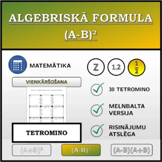 Tetromino: Algebriskā formula (A-B)², vienkāršošana (daļskaitļi)