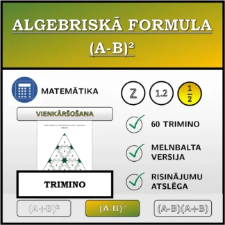 Trimino: Algebriskā formula (A-B)², vienkāršošana (daļskaitļi)