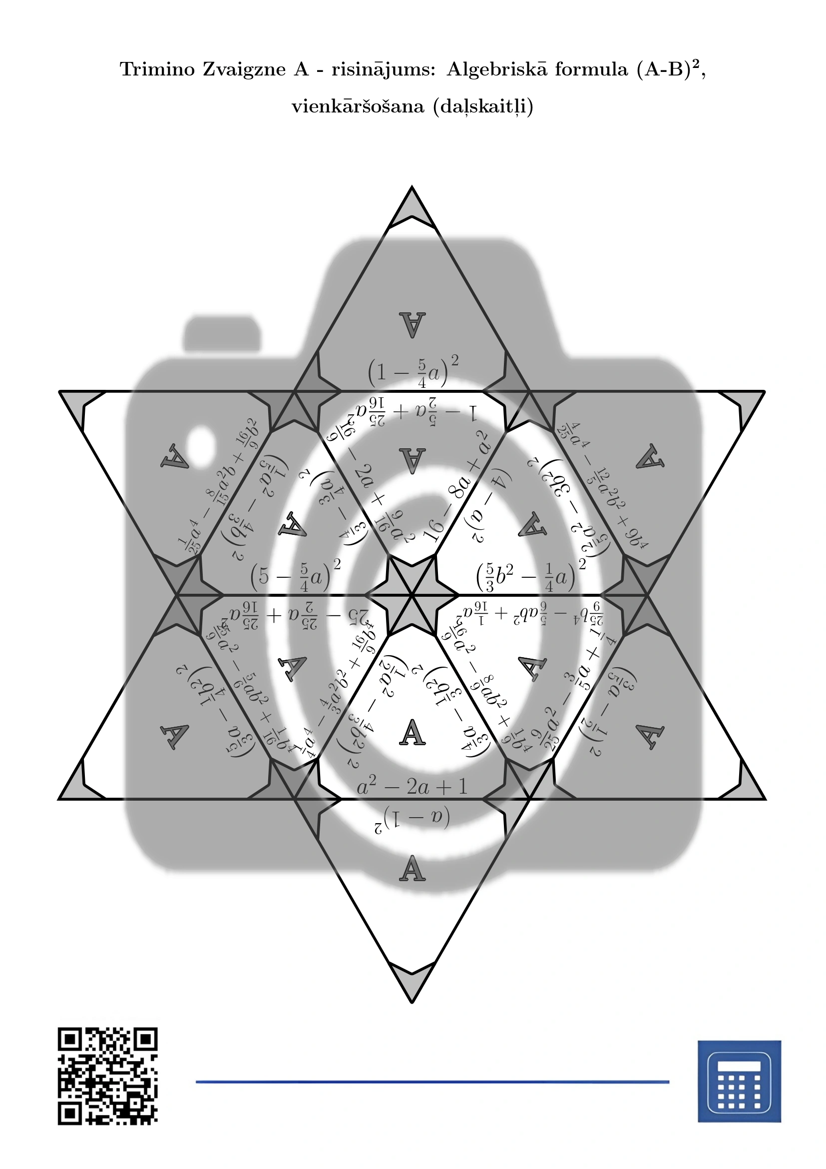 Trimino: Algebriskā formula (A-B)², vienkāršošana (daļskaitļi) - Image 7