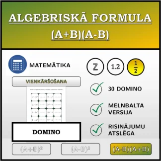 Domino: Algebriskā formula (A+B)(A-B), vienkāršošana (daļskaitļi)