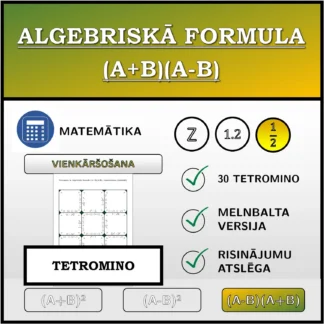 Tetromino: Algebriskā formula (A+B)(A-B), vienkāršošana (daļskaitļi)