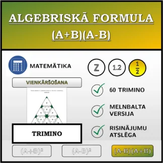 Trimino: Algebriskā formula (A+B)(A-B), vienkāršošana (daļskaitļi)