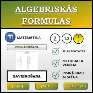 Savienošanas uzdevums: Algebriskās formulas, vienkāršošana (daļskaitļi)