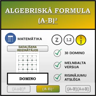 Domino: Algebriskā formula (A-B)², sadalīšana reizinātājos (daļskaitļi)