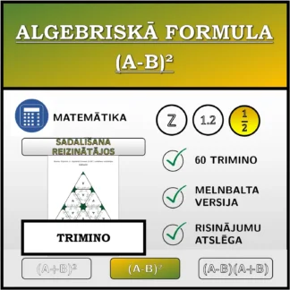 Trimino: Algebriskā formula (A-B)², sadalīšana reizinātājos (daļskaitļi)