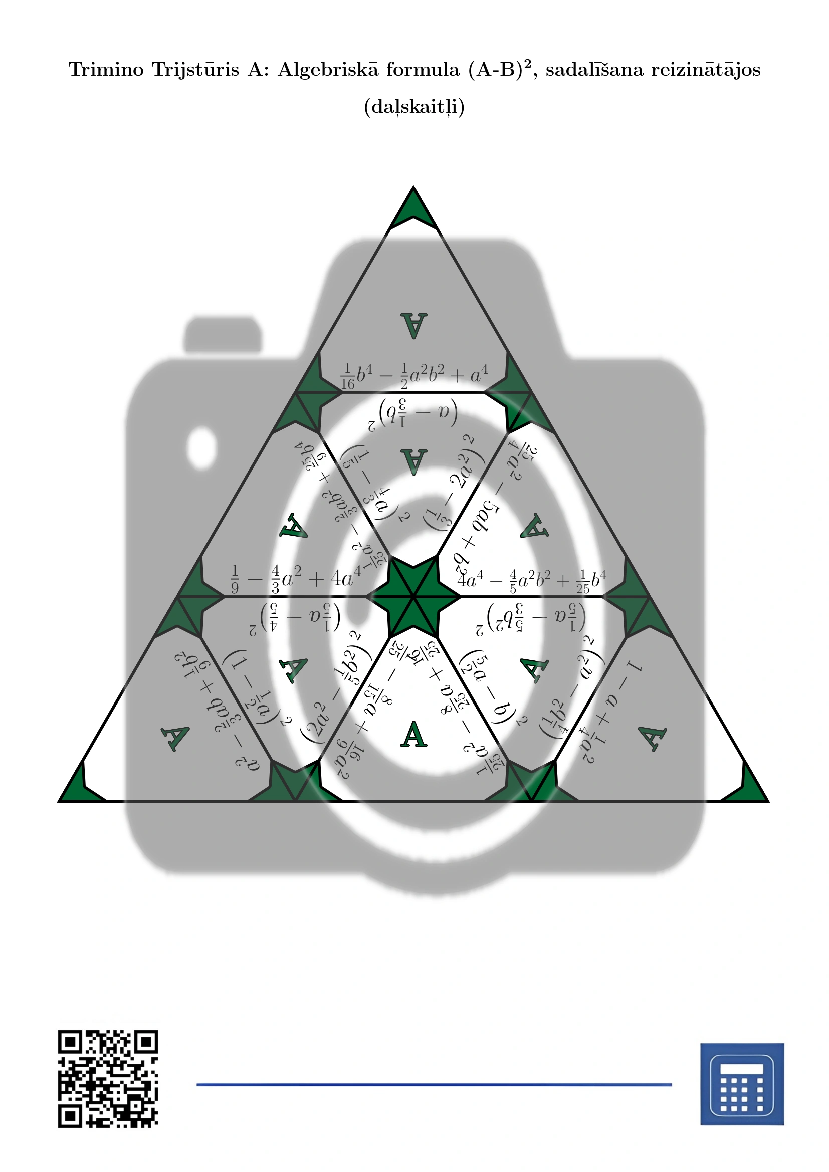 Trimino: Algebriskā formula (A-B)², sadalīšana reizinātājos (daļskaitļi) - Image 2