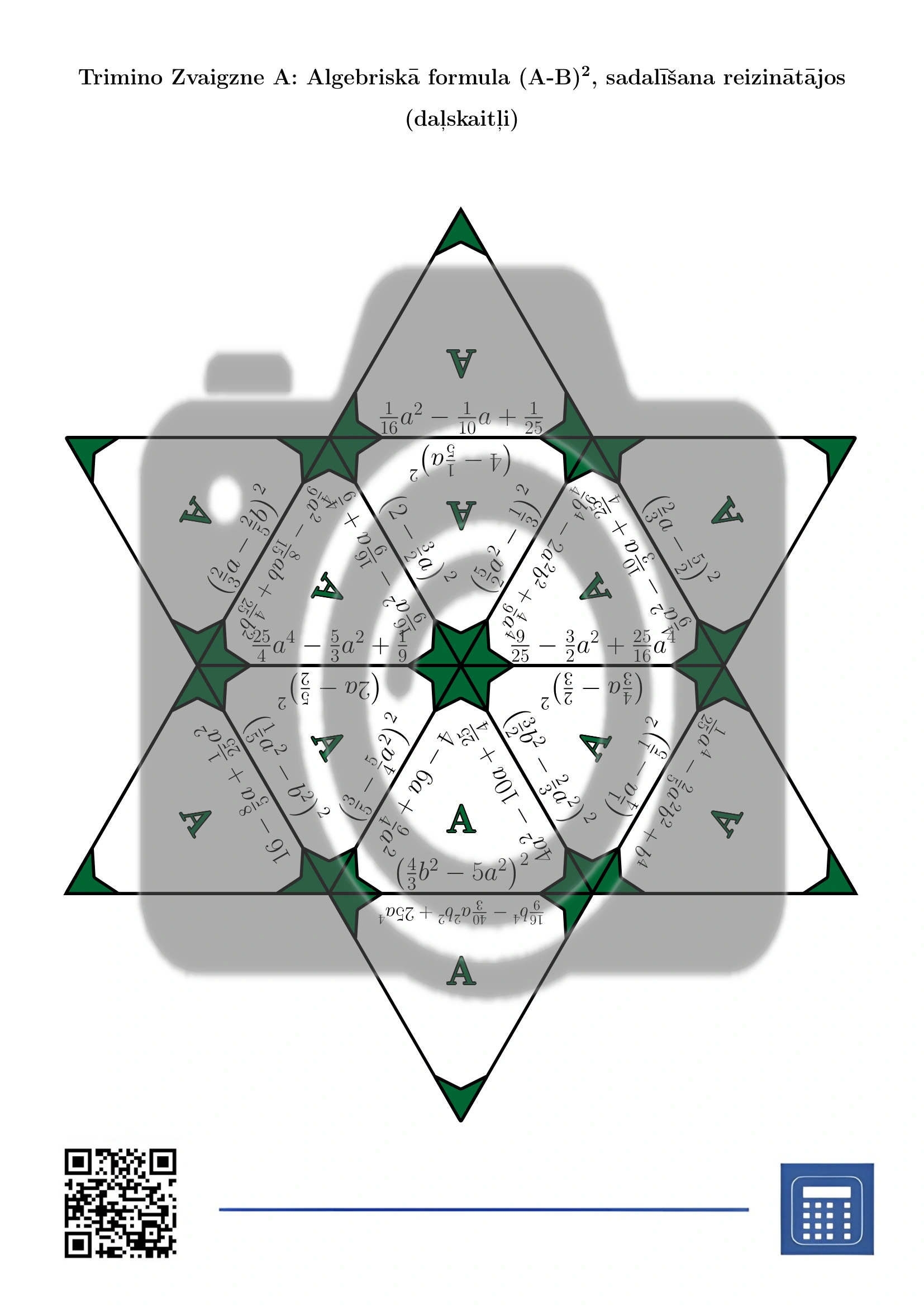 Trimino: Algebriskā formula (A-B)², sadalīšana reizinātājos (daļskaitļi) - Image 4