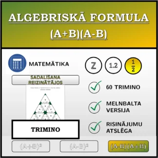 Trimino: Algebriskā formula (A+B)(A-B), sadalīšana reizinātājos (daļskaitļi)