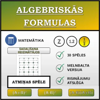 Atmiņas spēle: Algebriskās formulas, sadalīšana reizinātājos (daļskaitļi)