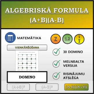 Domino: Algebriskā formula (A+B)(A-B), vienkāršošana